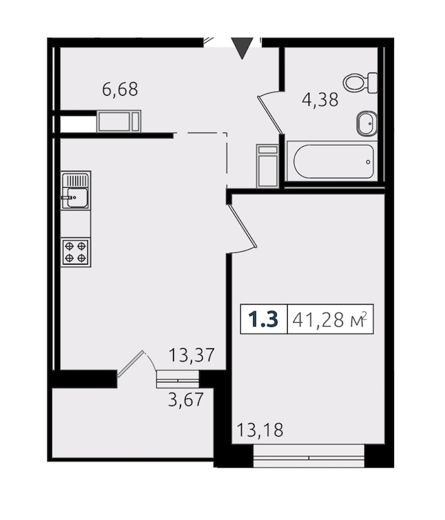 1-комнатная квартира 37.74 м², 8/14 эт., ЖК «Чёрная речка»